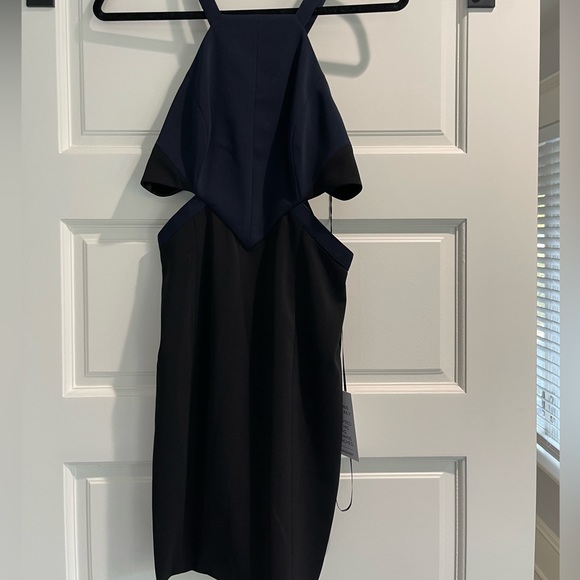 NWT Jay Godfrey Navy and Black Cutout Mini Dress Sz 6 - Picture 1 of 5